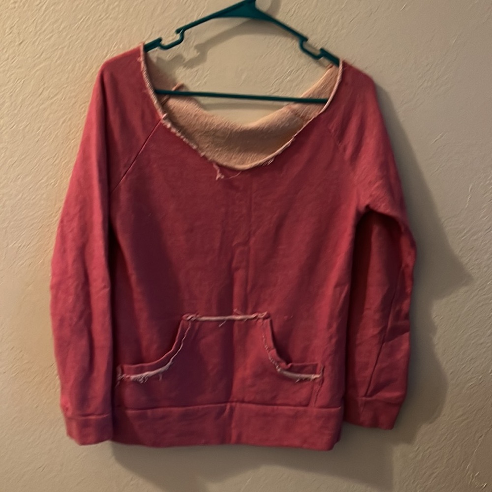 Rue21 Pink terry cloth off the shoulders sweater
